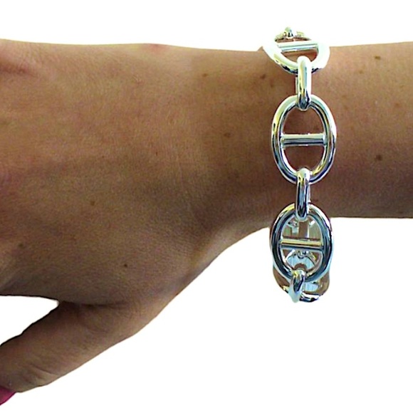 Sterling Silver Mariner Coffee Bean Bangle Cuff Bracelet - Picture 6 of 11